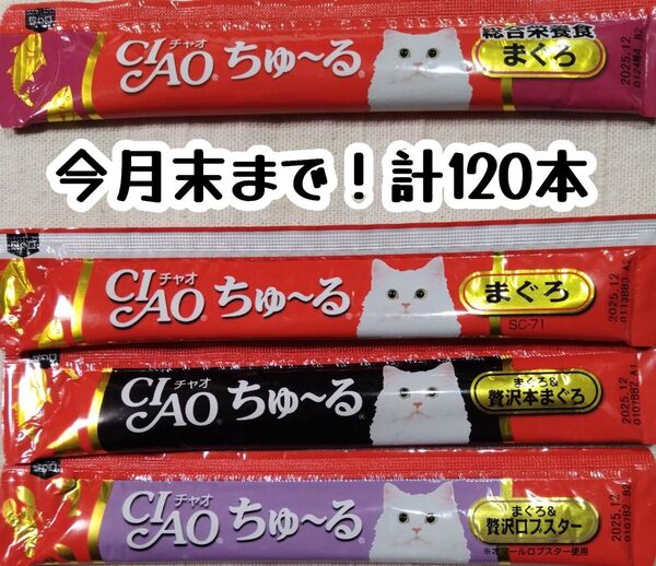 超訳あり! いなばCIAO ちゅ~る(総合栄養食含む) 中身のみ 計120本④ ★猫のおやつチャオちゅーる
