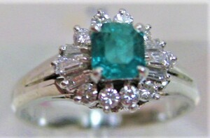 [ Tokyo . middle pawnshop .. san ]Pt900 platinum ring ring emerald 0.34ct diamond 0.23ct d