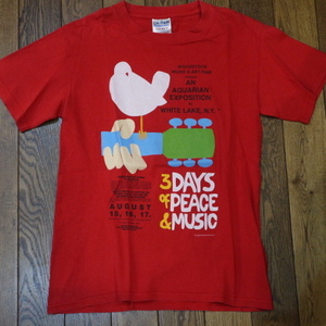 2000年 WOODSTOCK Music and Art Festival Tシャツ S レッド ウッドストック フェスティバル 3Days 半袖 バンド ロック フェス