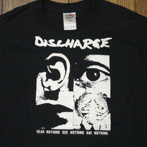 DISCHARGE ディスチャージ Tシャツ Hear Nothing See Nothing Say Nothing ブラック S 半袖 ロゴ メタル バンド ロック