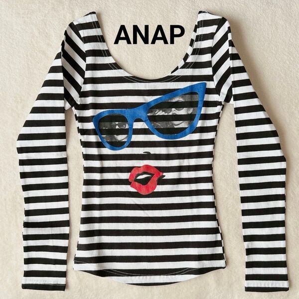 ANAP トップス カットソー 長袖 ロングTシャツ ロンT ボーダー y2k セクシー アナップ 可愛い 平成ギャル ギャル