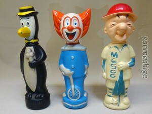 60sビンテージ カートゥーン ソーキー3体セット 近眼のマグー ボゾ・ザ・クラウン テネシータキシード Mr.Magoo, BOZO THE CLOWN