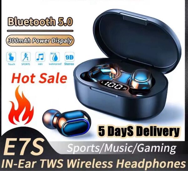E7S Bluetooth 5.0 TWS ワイヤレスイヤホン 300mAh 防水 ステレオ