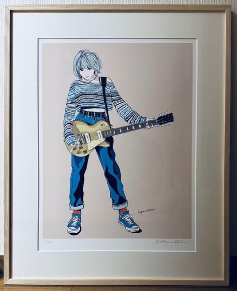 江口寿史 版画 「lespaul」 サイン入り