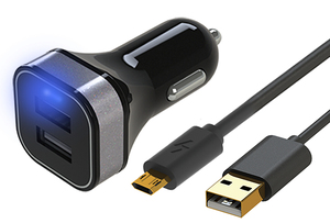 axs(アークス) USB2ポート2.4A＋microUSBリバーシブルケーブル ブラック X-172