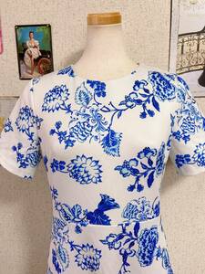 新品 11号 Tadashi Shoji タダシショージ ワンピース ドレス ブルー/ホワイト 花柄 WH1213LN