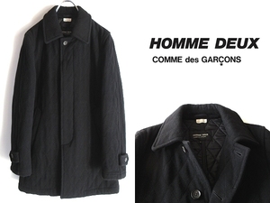 COMME des GARCONS HOMME DEUX コムデギャルソンオムドゥ 2013AW キルティング エコダウン 圧縮ウール 比翼 ステンカラーコート S ブラック