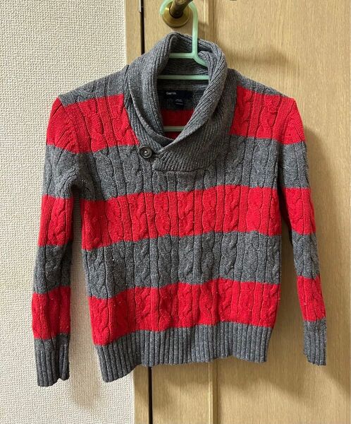 GAP kids ギャップキッズ ニットセーター 120 ボーダー レッド グレー