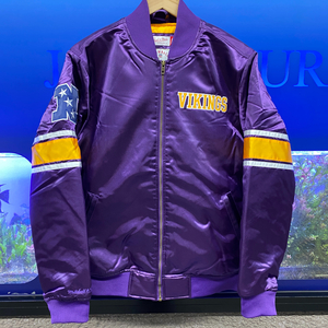 USA正規品【XL】 Mitchell&Ness ミッチェル&ネス NFL バイキングス Vikings サテン スタジアムジャンパー Throwback スタジャン アメフト