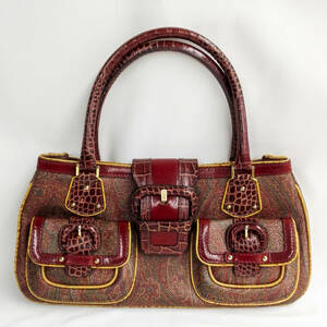 ETRO Handbag Leather Paisley Pattern Red Brown [With storage bag] Ladies E, Etro, Bag, Bag