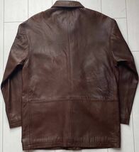 送料無料 美品 90s vintage POLO ラルフローレン leather ラム レザー ハーフ コート ジャケット カーコート 羊革 brownブラウン 茶 rrl XL_画像3