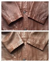 送料無料 美品 90s vintage POLO ラルフローレン leather ラム レザー ハーフ コート ジャケット カーコート 羊革 brownブラウン 茶 rrl XL_画像7