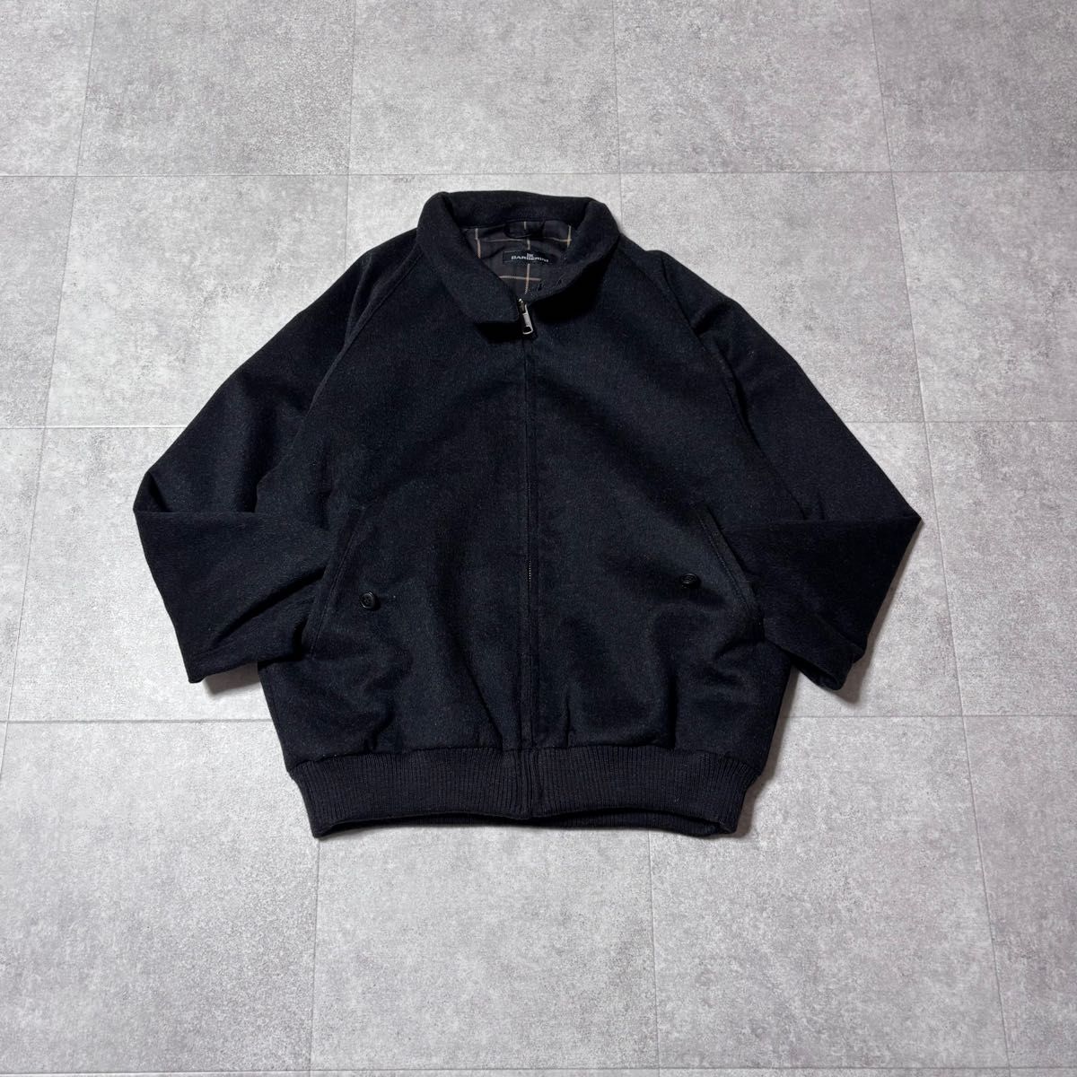  vintage カシミヤ混 ハリントンジャケット スイングトップ ブルゾン ウール ダークグレー メンズM シティボーイ 古着