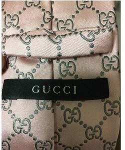 正規美品 GUCCI グッチ シルクネクタイ ピンク シルク100% GG柄