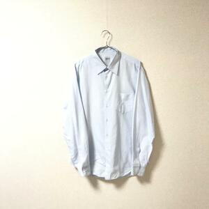 ★ARMANI COLLEZIONI アルマーニ コレッツォーニ★メンズ 長袖 シャツ レギュラーカラー 無地 胸ポケット 水色 size L 管:A:12