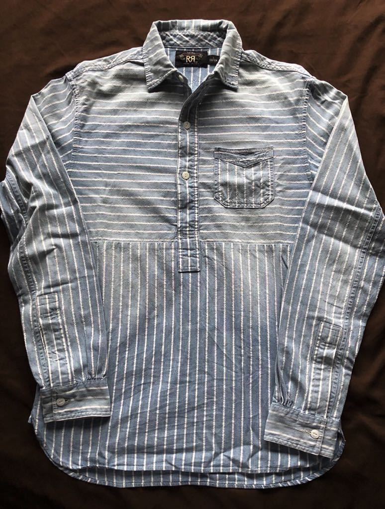 極美品】RRL INDIGO STRIPE SHIRT インディゴ ストライプ-