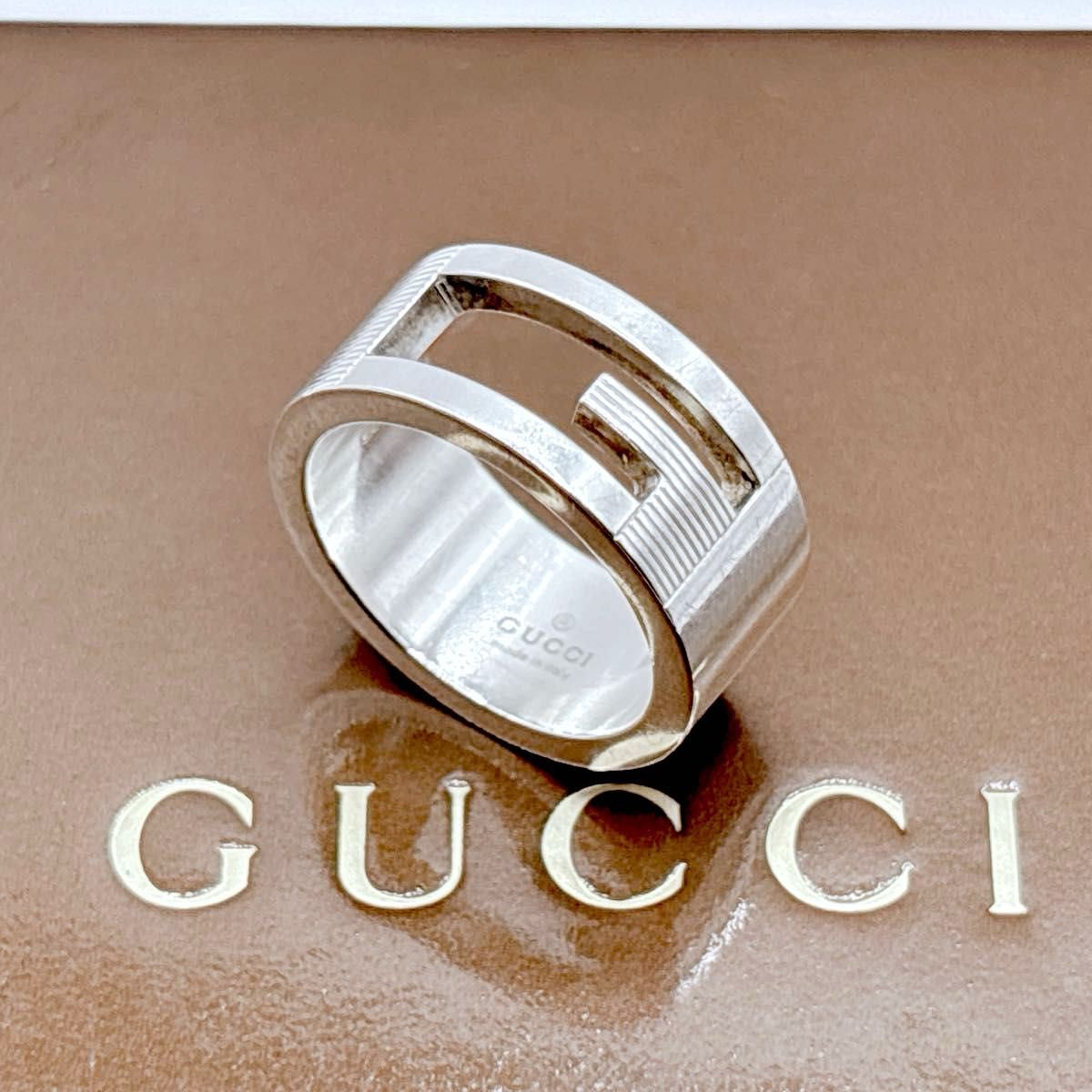 【美品】 GUCCI グッチ Gロゴ リング SV925 7号 指輪 男女兼用 アクセサリー シルバー925 ブランデッドG 