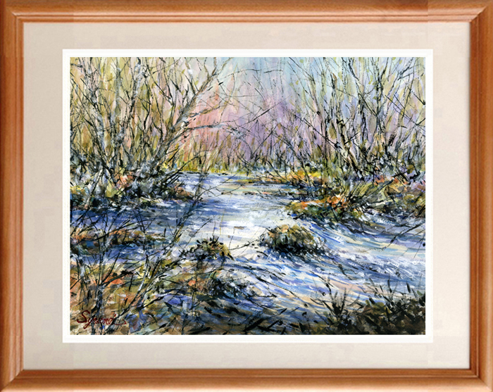 ★Watercolor painting★Original painting Oirase waiting for spring ★#445, painting, watercolor, Nature, Landscape painting