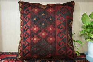 Art hand Auction New, large, relaxing size, hand-woven old kilim cushion, with Japanese padding, handmade, 50x50cm #779, cushion, General, square