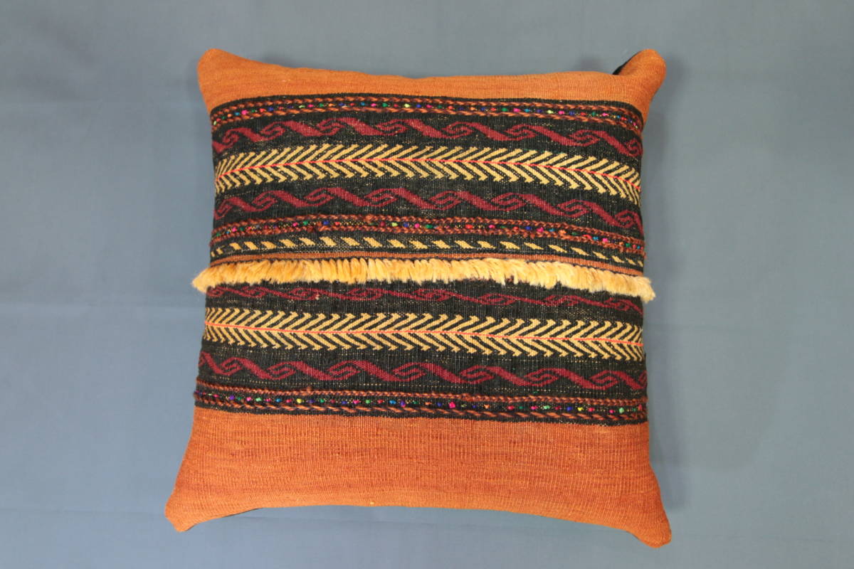 New large size hand-woven old kilim cushion with domestic filling, handmade 50x50cm #60, cushion, general, square