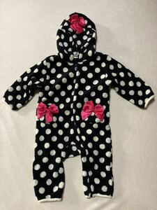 NANI NANI|na Nina ni coverall 80 size polka dot dot monochrome white black ribbon girl .. fleece coveralls part shop put on room wear winter clothes 