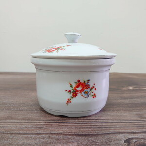  Taiwan retro * cover attaching jar ( tortoise ) soup pot salt . sugar .* Taiwan tableware * Vintage fap55238.