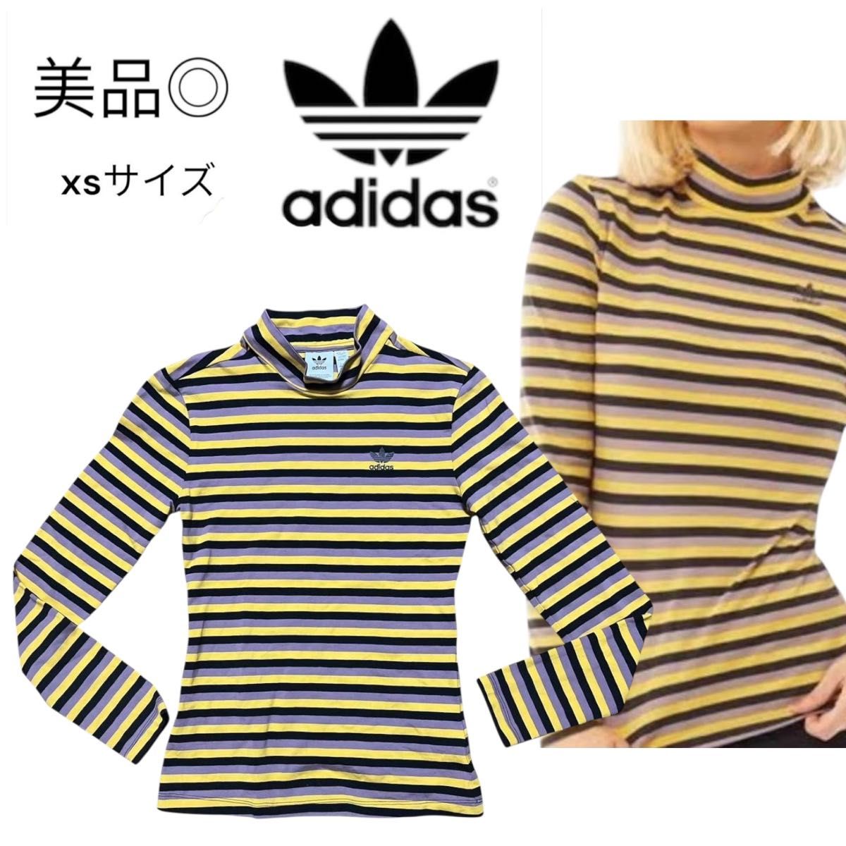 アディダスオリジナルス　adidasoriginals レディース　ハイネック　長袖Tシャツ　ボーダー柄　XS トップス　春秋冬
