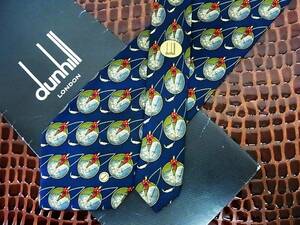 #E190R* superior article *[dunhill] Dunhill [ Logo go in * fish * fishing ] necktie 