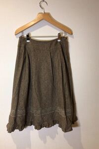 Restrose LEST ROSE Кружевная шерстяная юбка с рюшами M Светло-коричневый
