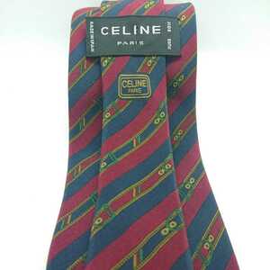 * regular goods CELINE Celine navy . dark red color. zipper pattern necktie beautiful goods box less .