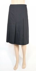 　＊90%OFF新品 ミラモーダ MIRA MODA ボックスプリーツ スカート ミディ丈 毛100% 定価42,900円(税込)サイズ7(S)(W70)ブラックLSK175