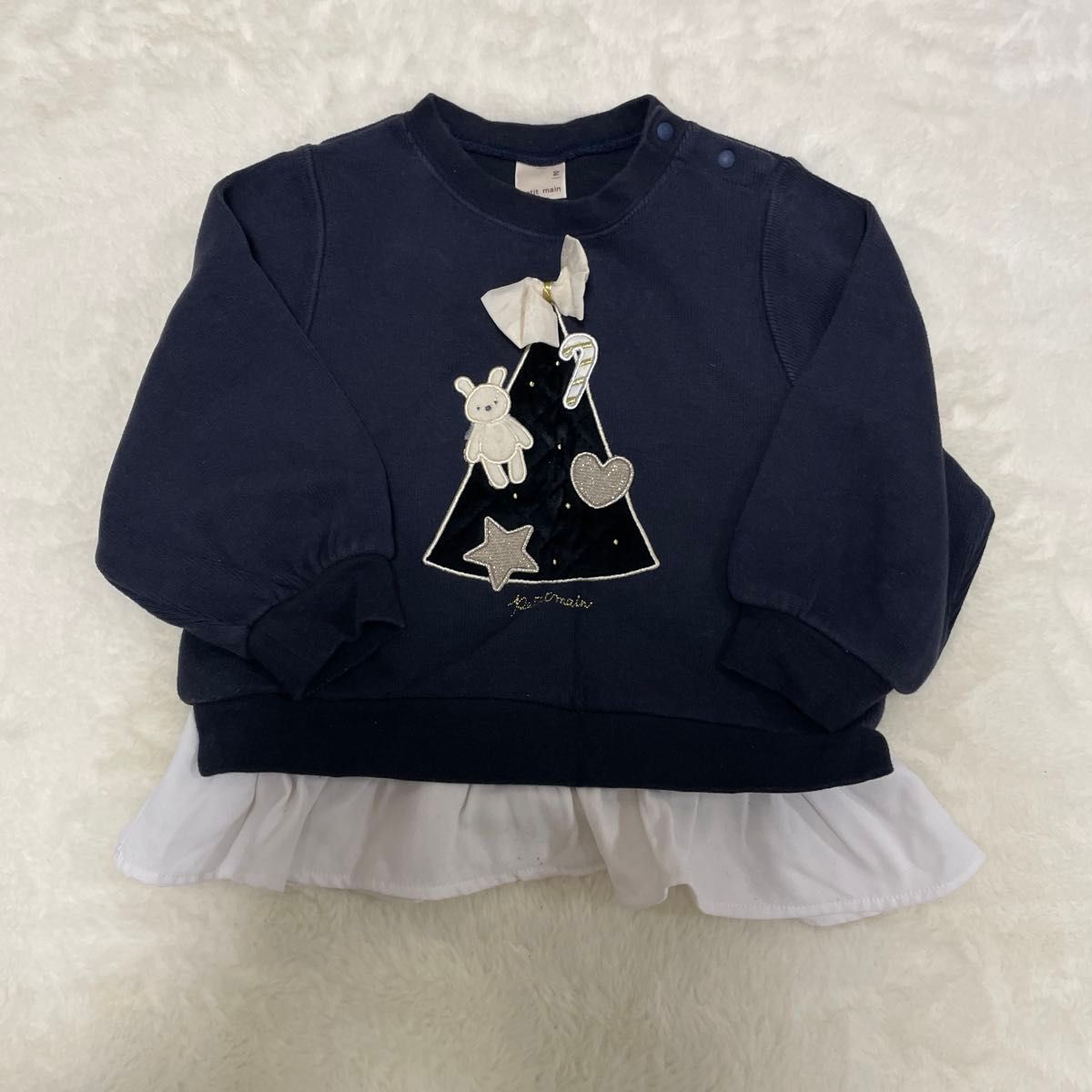【早い者勝ち】petit main プティマイン ネイビートレーナー 90 ベビー 女の子 長袖