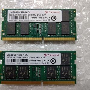 【中古品】DDR4-2666(PC4-21300) SODIMM 16GB 2枚組 Transcend -490