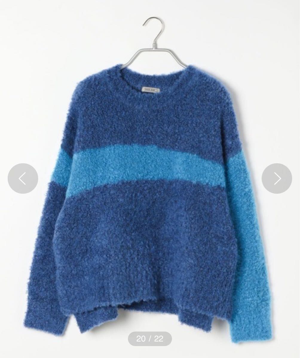 MODE NORM CORE 起毛バイカラークループルオーバー　niko and… ニコアンド ニット ブルー