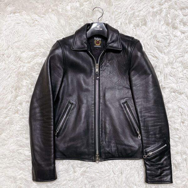 SCHOTT×nano universe別注 ショット ナノユニバース シングルライダース ラムレザー 羊革 ブラック