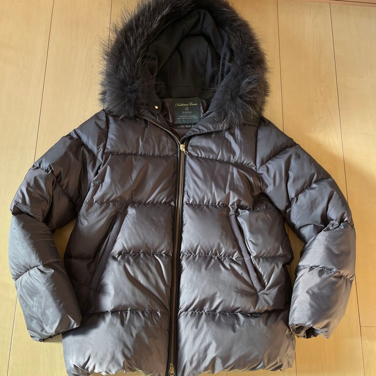 nano universe 西川ダウン フードショートダウン ラクーンファー 