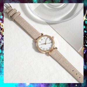 訳ありブラウン デニム調 ダイヤカットフレームでローズゴールドカラーのレディース腕時計安い通勤 シンプル学生カジュアル#palw