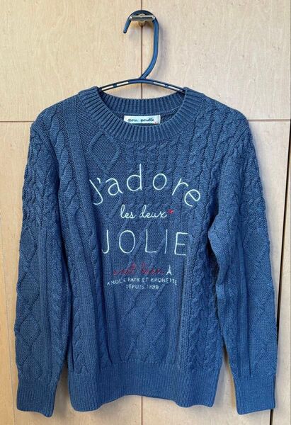 pom ponette junior ケーブルニットセーター ネイビー 140cm