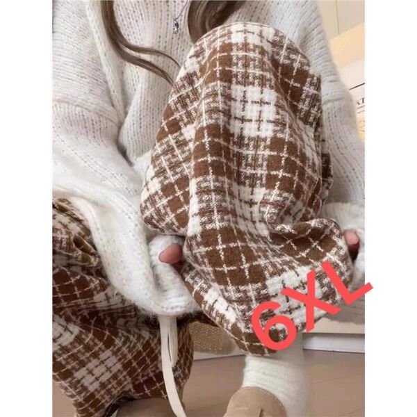 ワイドパンツ 裏起毛 レディース チェック 秋冬 大きいサイズ LPGA113