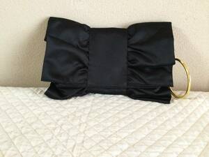 C8876*GACH FOHN* black ribbon design cloth made second bag *