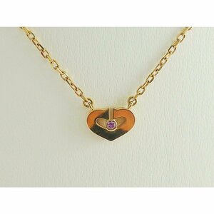  used Cartier necklace pink sapphire 1P CARTIER C Heart K18 PG 750 pink gold 38cm 139145