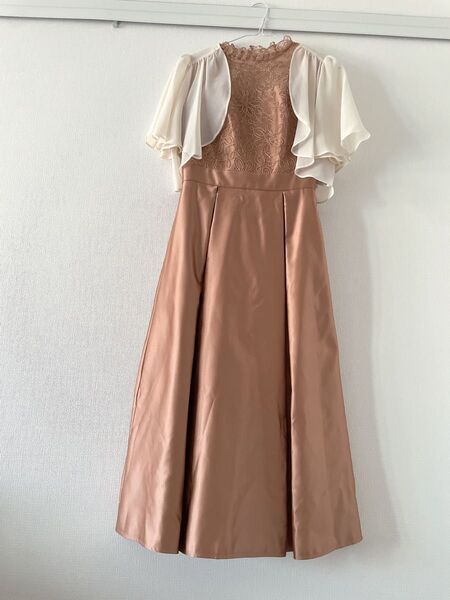 パーティードレス ボレロ付き レース シフォン ロング丈 ピンクベージュ AIMER エメ セット