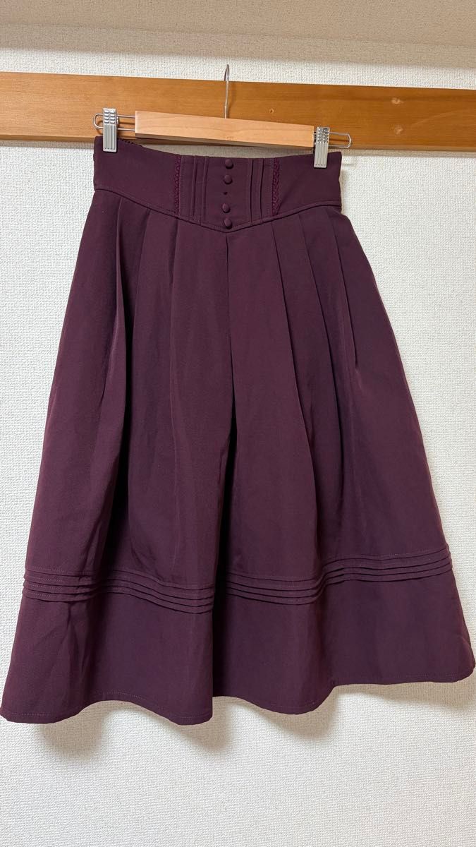 Axes femme フレアスカート ひざ丈 ワインレッド系 Mサイズ ウエストゴム