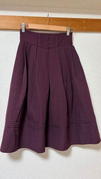 Axes femme フレアスカート ひざ丈 ワインレッド系 Mサイズ ウエストゴム