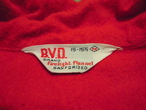 ビンテージ50's60's●B.V.D.トナカイワンポイント刺繍フランネルループカラーシャツ赤size M●201214f2-m-lssh-nl古着開襟シャツ_画像6