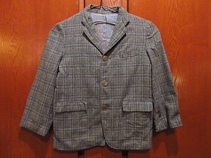  Vintage 60's* Kids проверка шерсть 3B tailored jacket *201219f10-k-jk б/у одежда блейзер ребенок одежда внешний tops 