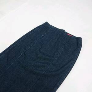  prompt decision free shipping RED CARD 64520 side slit pen sill skirt Denim skirt stretch made in Japan dark blue 0 red card lady's 