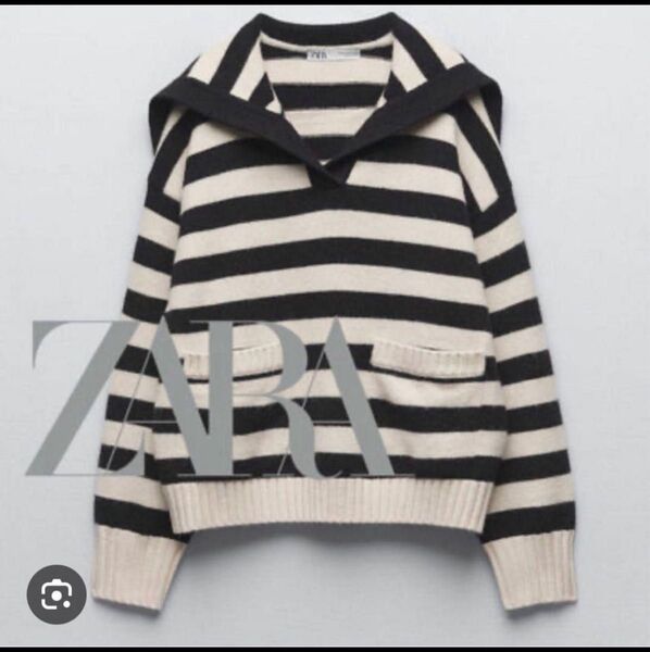 ZARA セーラー襟ボーダーニット