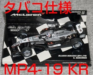 タバコ仕様 1/43 マクラーレン メルセデス MP4/19B ライコネン 2004 McLaren MERCEDES MP4-