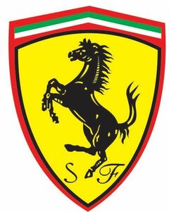 エンブレム 17cm Ferrari フェラーリ クラシック ロゴ ブランド イエロー 黄色 ブラック 黒 馬 スポーツカー マスタング 同梱送料210円